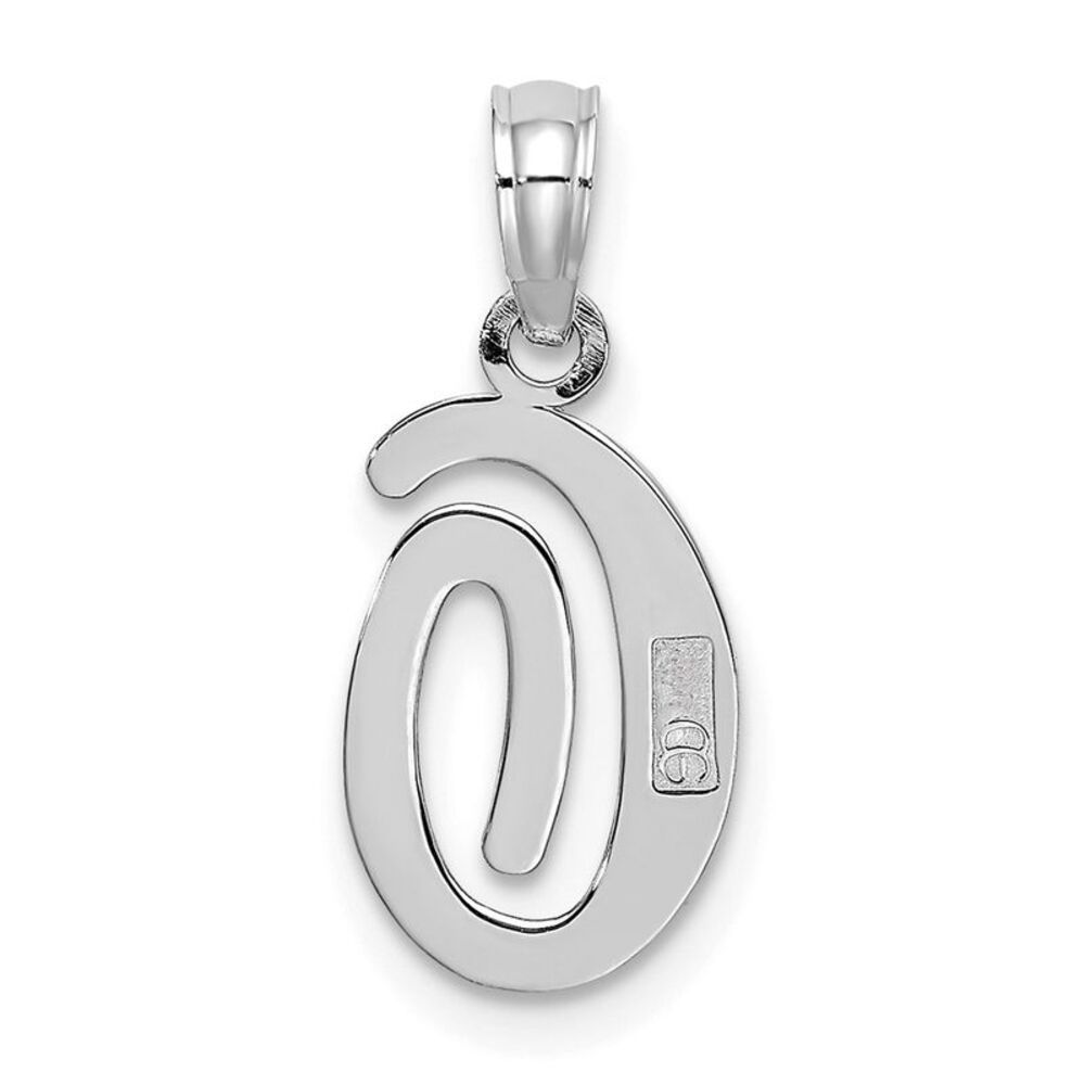 10k White Gold Polished O Script Initial Charm - image 4